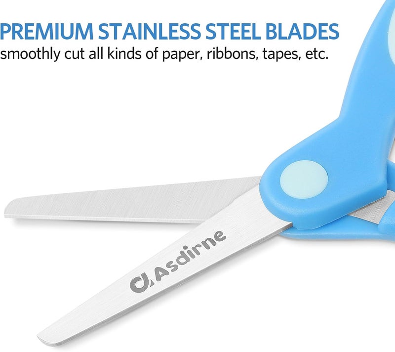 Asdirne Kids Scissors, Safety Children Scissors, Right-Handed, Stainless Steel Blades, Soft Grip, 3 Pack, Assorted Color, 13.5cm - Image 5